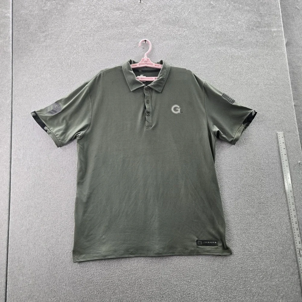 Georgetown Hoyas‎ Men Polo XL Green OHT Military Appreciation Logo Short Sleeve